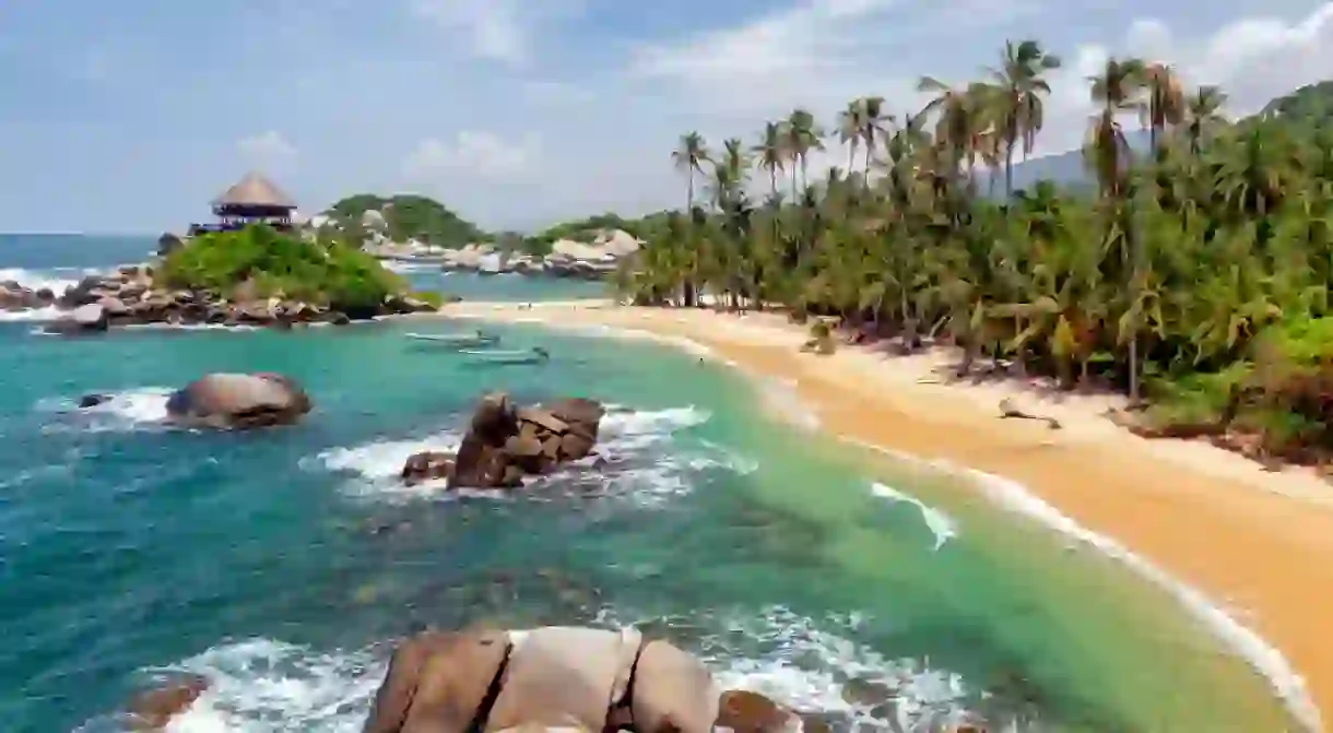 Lonely beach in Tayrona national park, Colombia