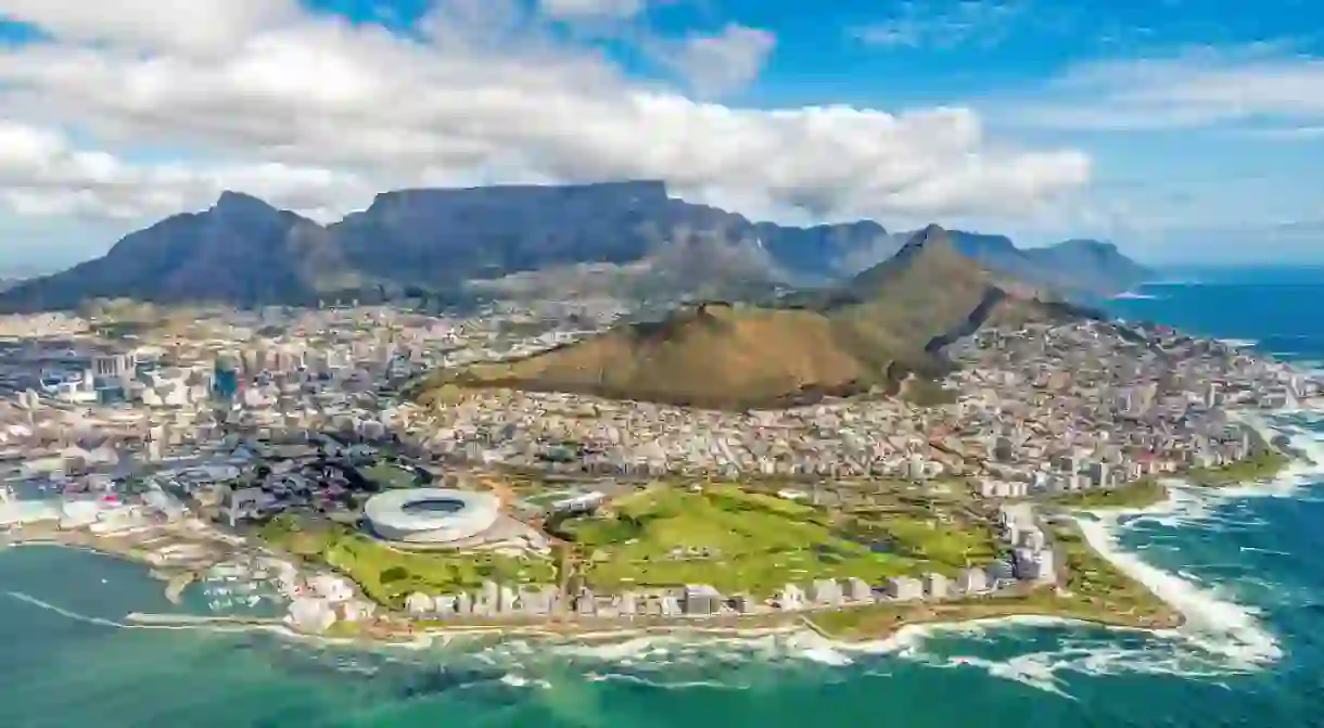 Cape Town and the 12 Apostels from above in South Africa