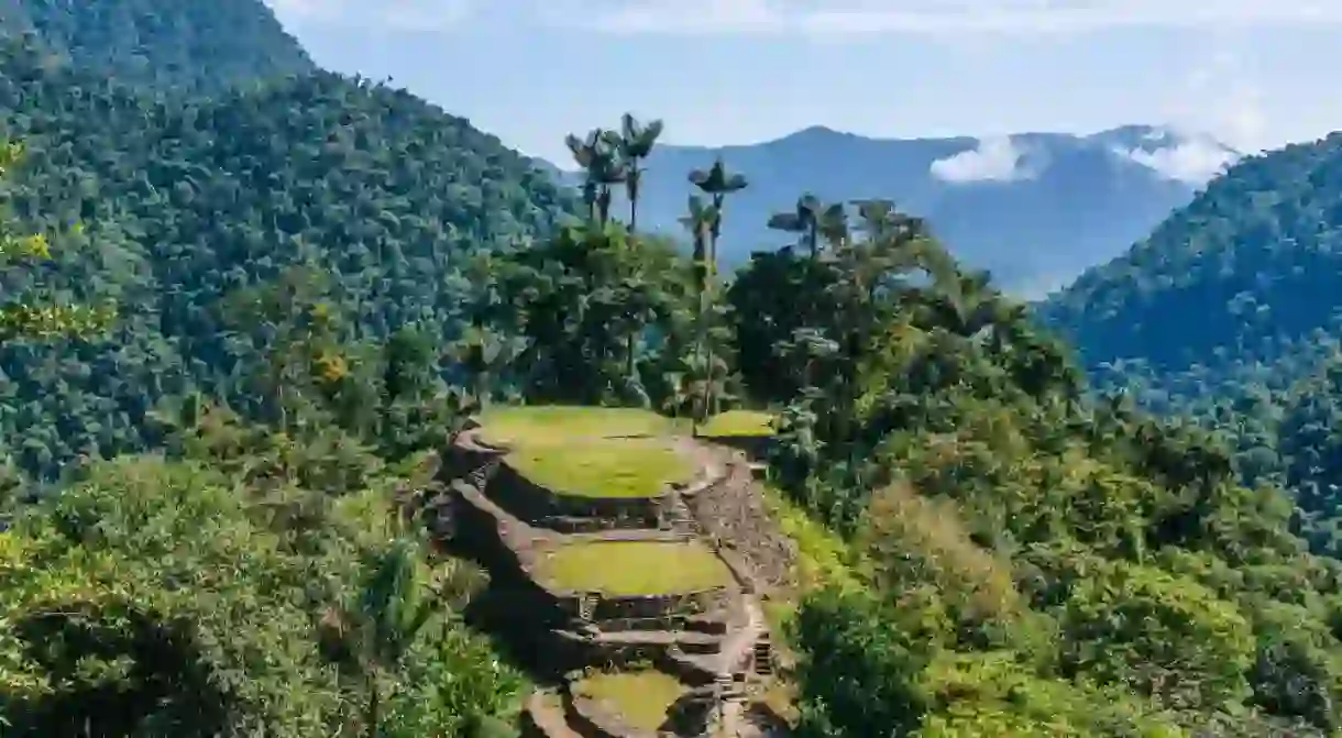 Panoramic view on the terraces of the Lost City (Ciudad Perdida)