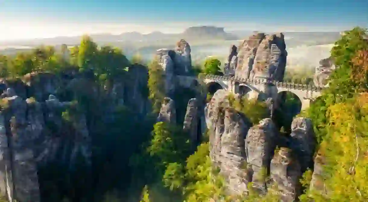 The Bastei in Saxon Switzerland National Park, near Dresden, Germany