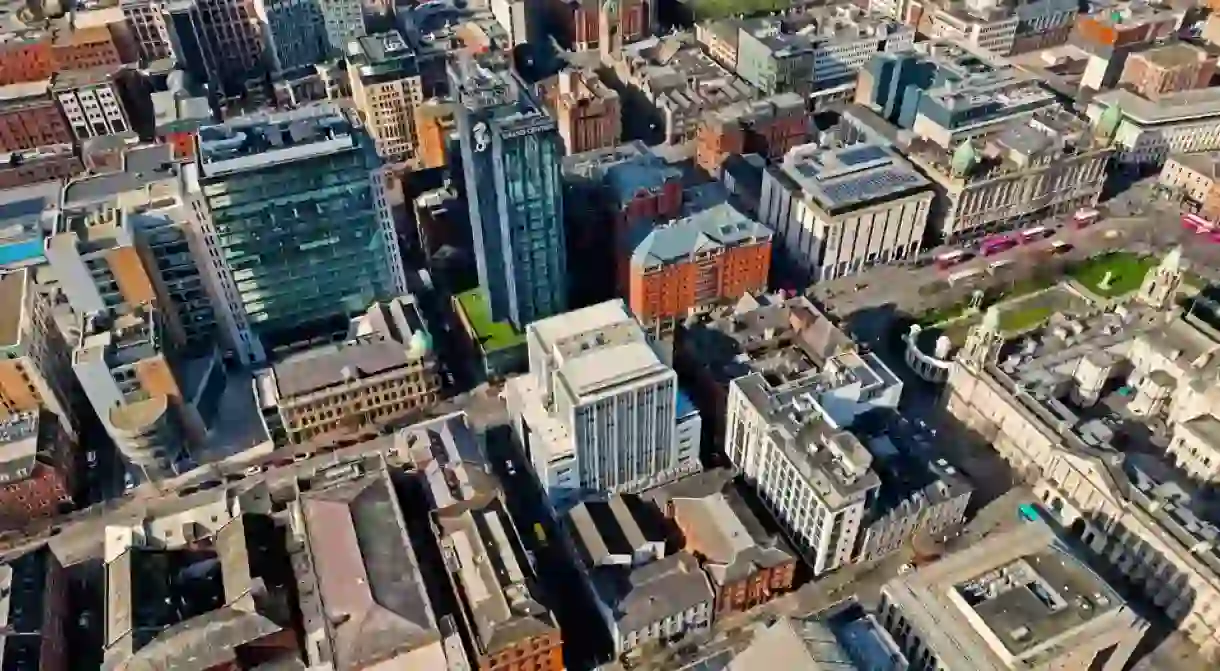 Aerial photo of Belfast City Skyline Cityscape Northern Ireland