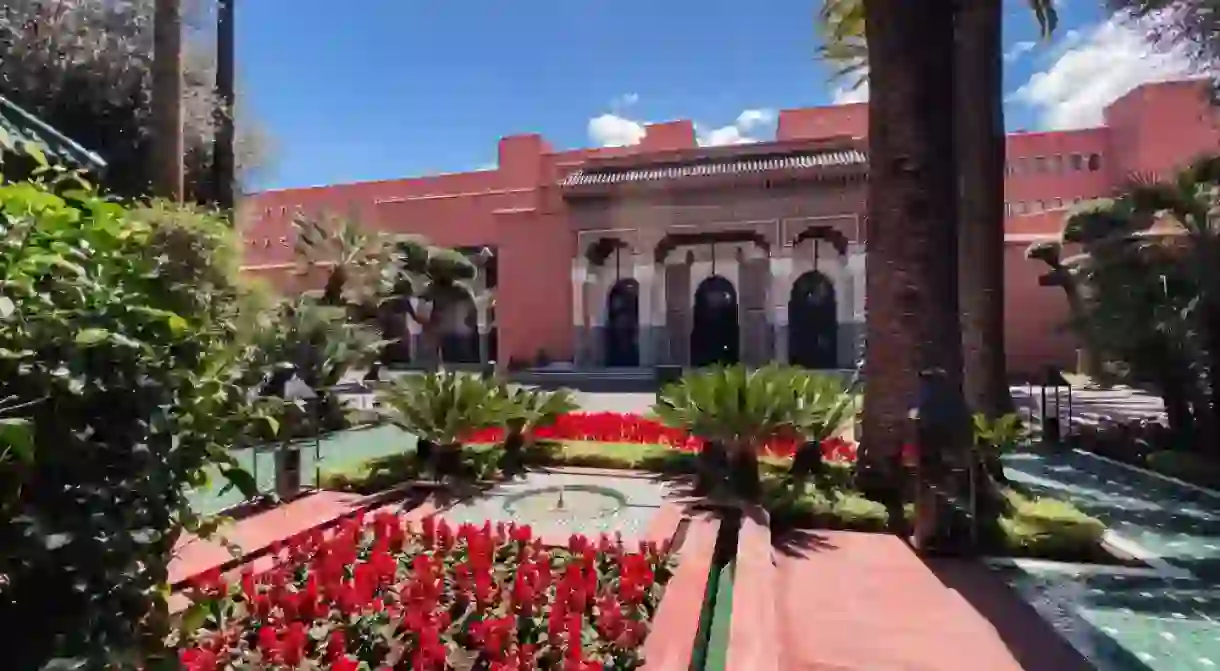 The luxurious La Mamounia garden in Marrakech, Morocco.