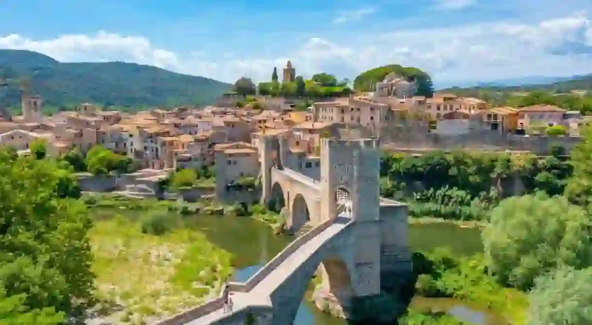 Medieval bridge in Spanish town Besalu.