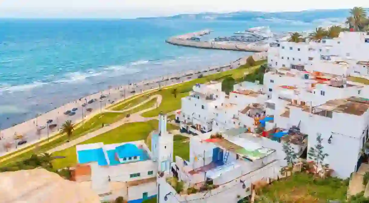 Scenic cityscape of Tanger City on the African side of the Strait of Gibraltar, Morocco