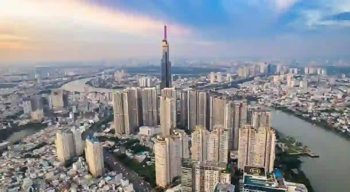 Aerial view of Ho Chi Minh city or Saigon, in Vietnam