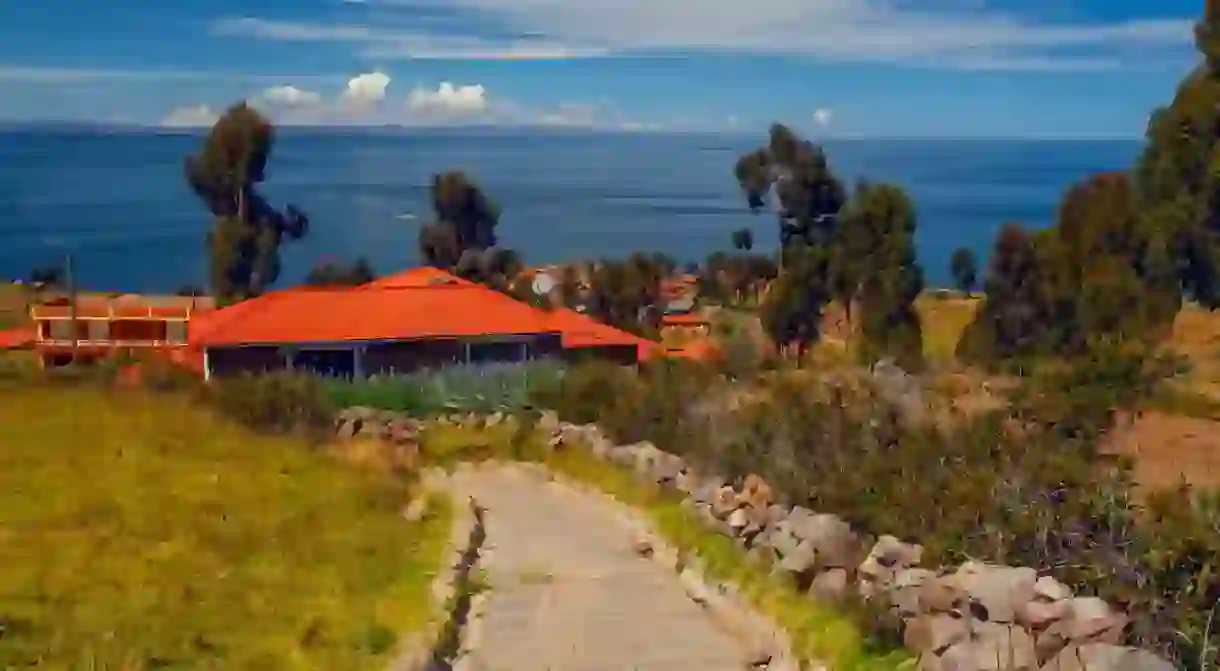 Houses of Local Peruvian People Living on Taquile Island