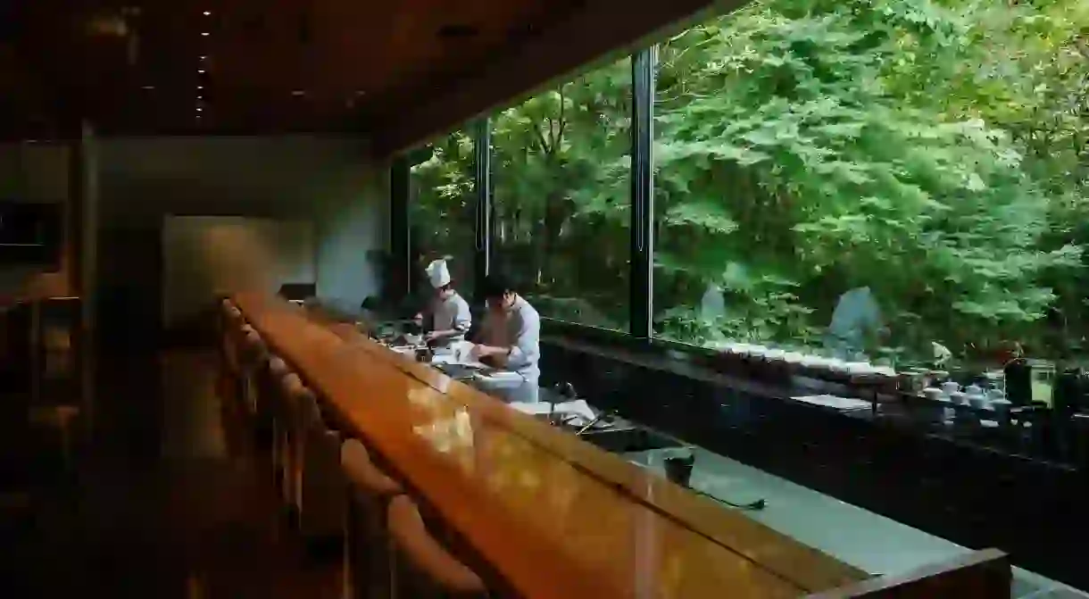 Chefs at work in the Arcana Izu restaurant in Shizuoka