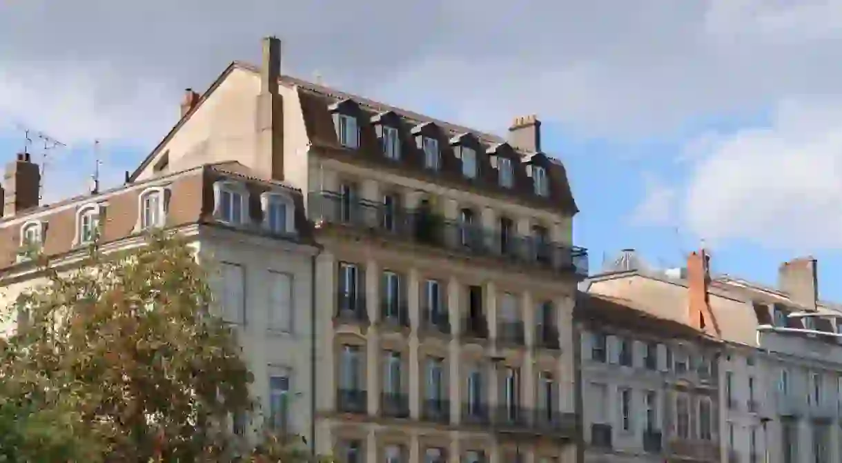 View on some French buildings located in the city of Mâcon, France