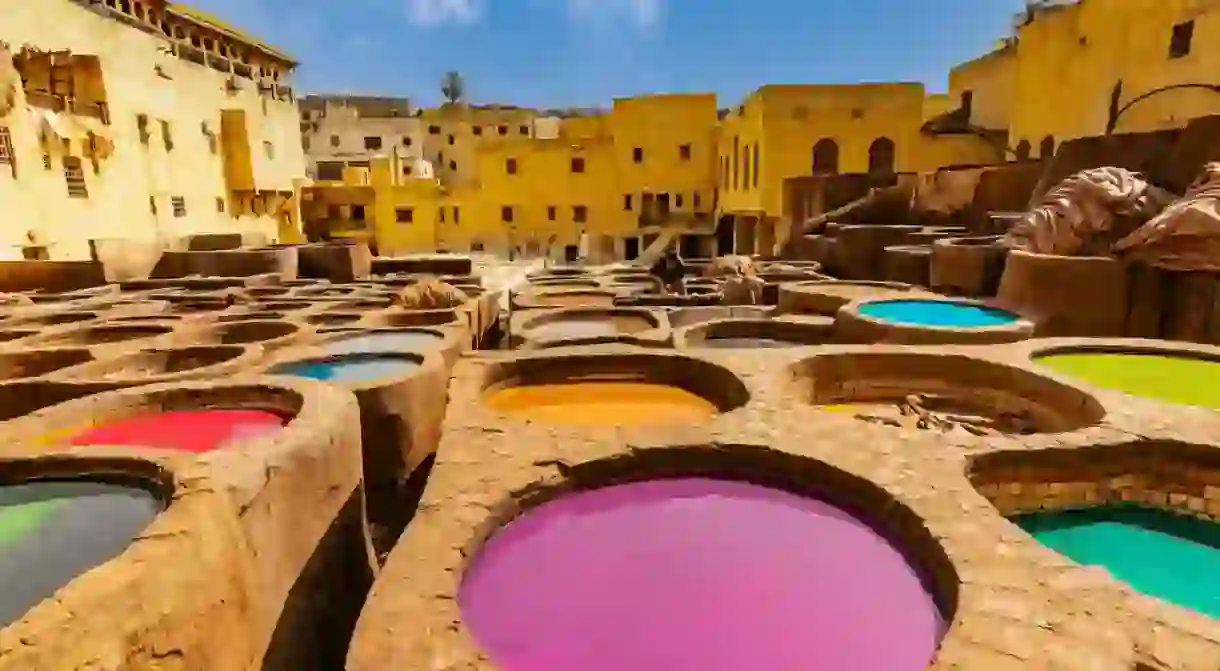 Fes, Morocco leather tanneries in the old capital