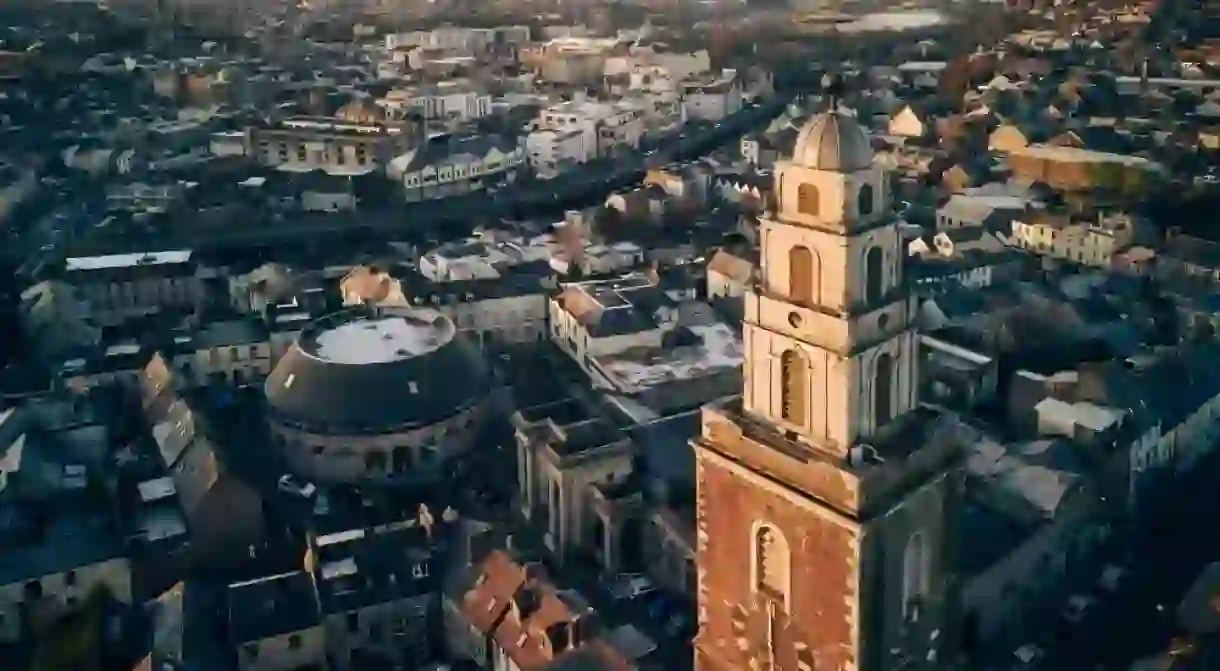 Aerial view of Cork City, Ireland.