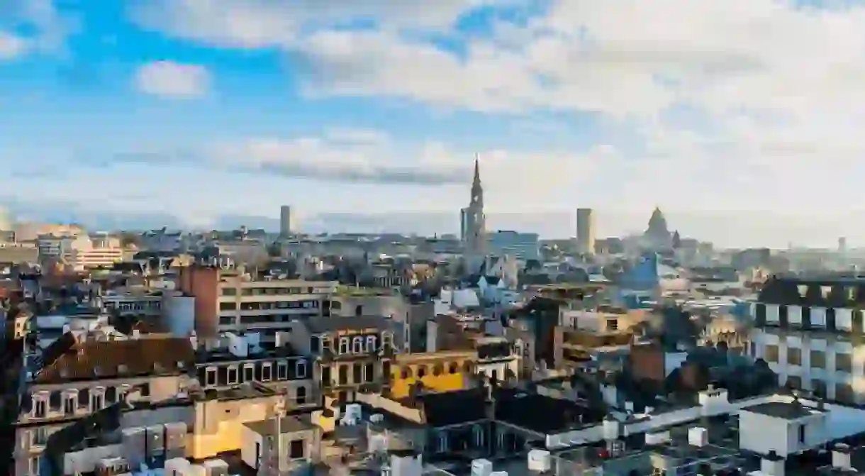 Aerial view of Grand Place. View of Brussels city center - Belgium.