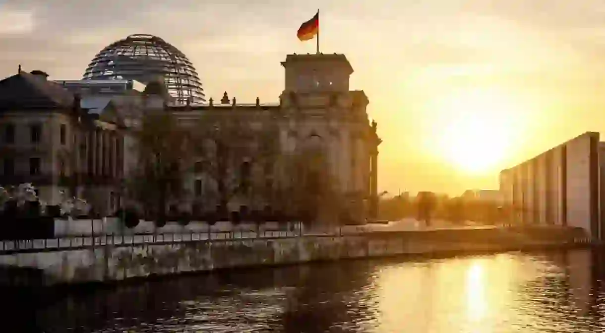 Reichstag building and bundestag district in Berlin