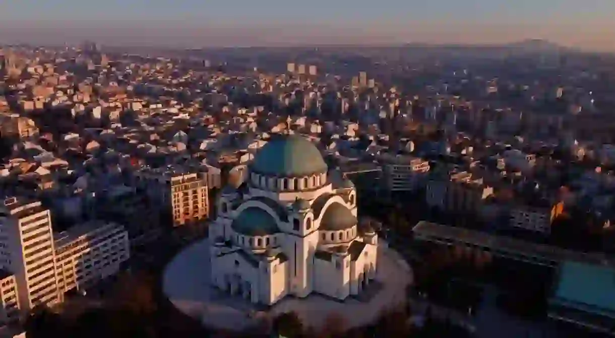 View of Saint Sava, orthodox church in Belgrade, Serbia.