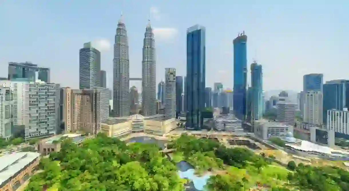 Aerial view of the KLCC Park in Kuala Lumpur, Malaysia.