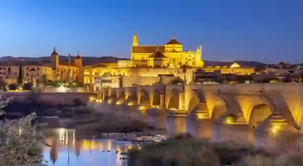 Panorama of Cordoba at night, Spain