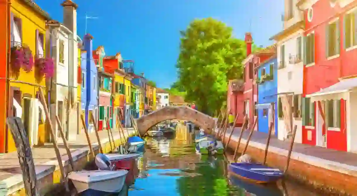 Colorful houses of Burano island.