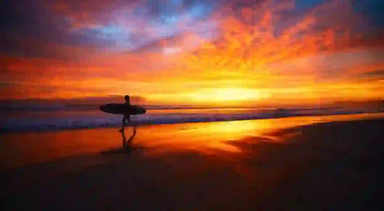 Long exposure shot of sunset over Nosara peninsula, Costa Rica