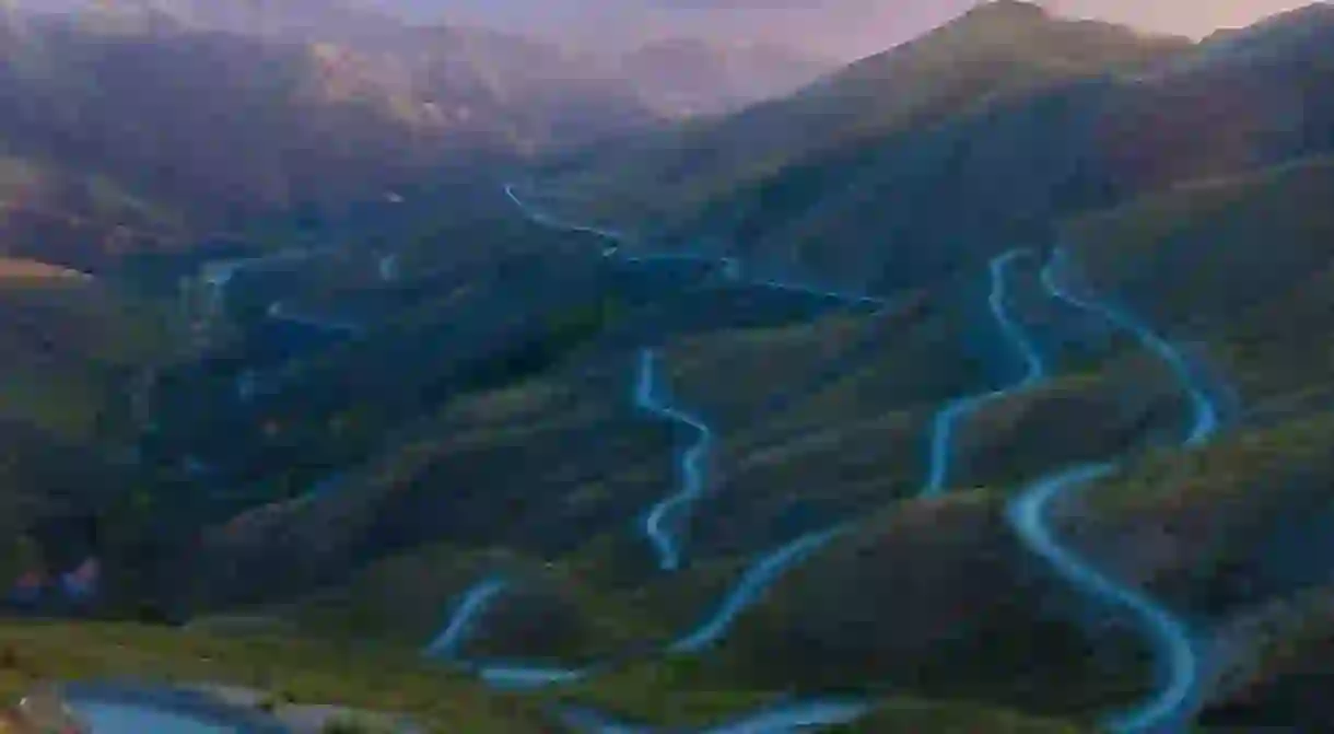 A Winding Road up the Andean Foothills from Villaviciencio, Mendoza, Argentina