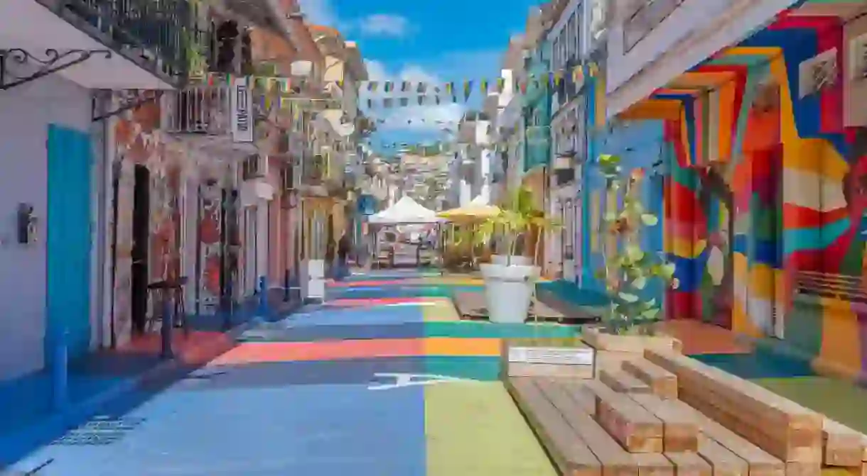 Colourful Rue Garnier Pages in the centre of Fort-de-France.
