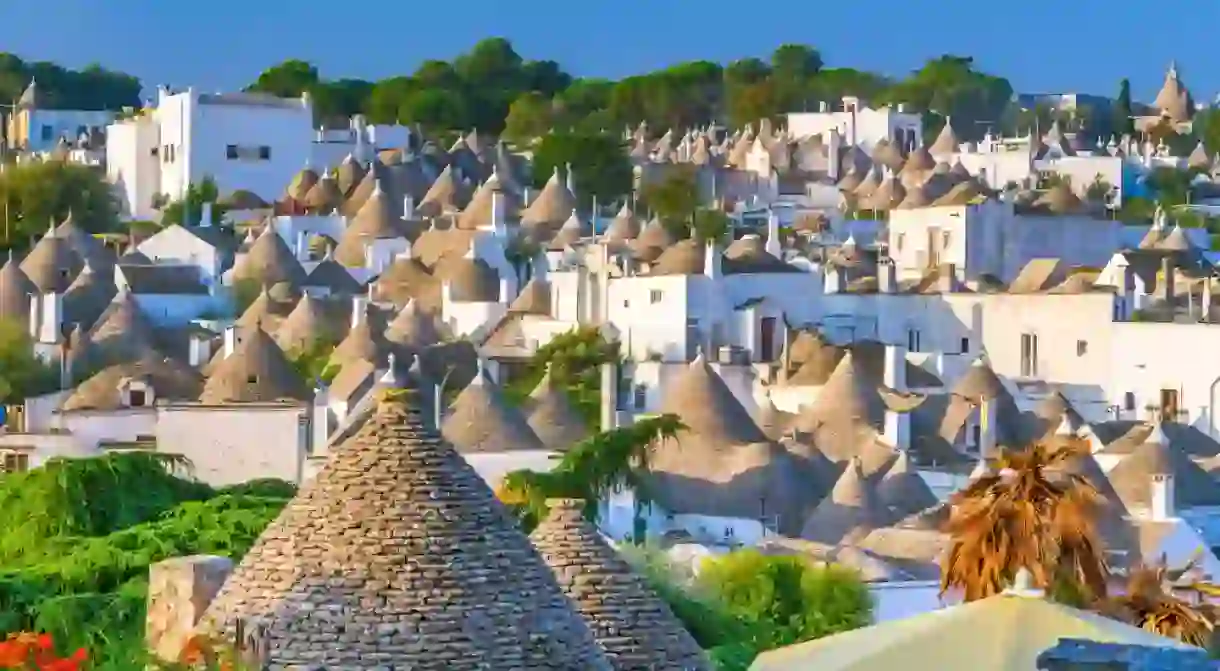 Alberobello, Italy old town view with traditional trullo Houses.