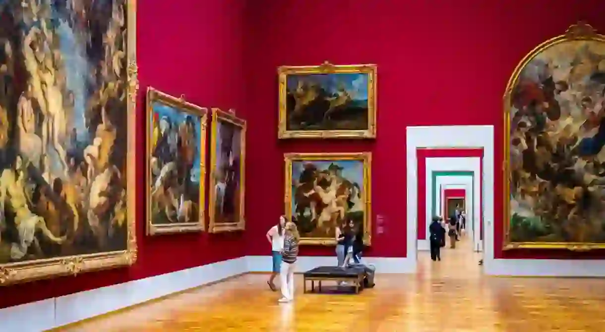 Interior of Alte Pinakothek is an art museum located in the Kunstareal area in Munich, Germany, Europe