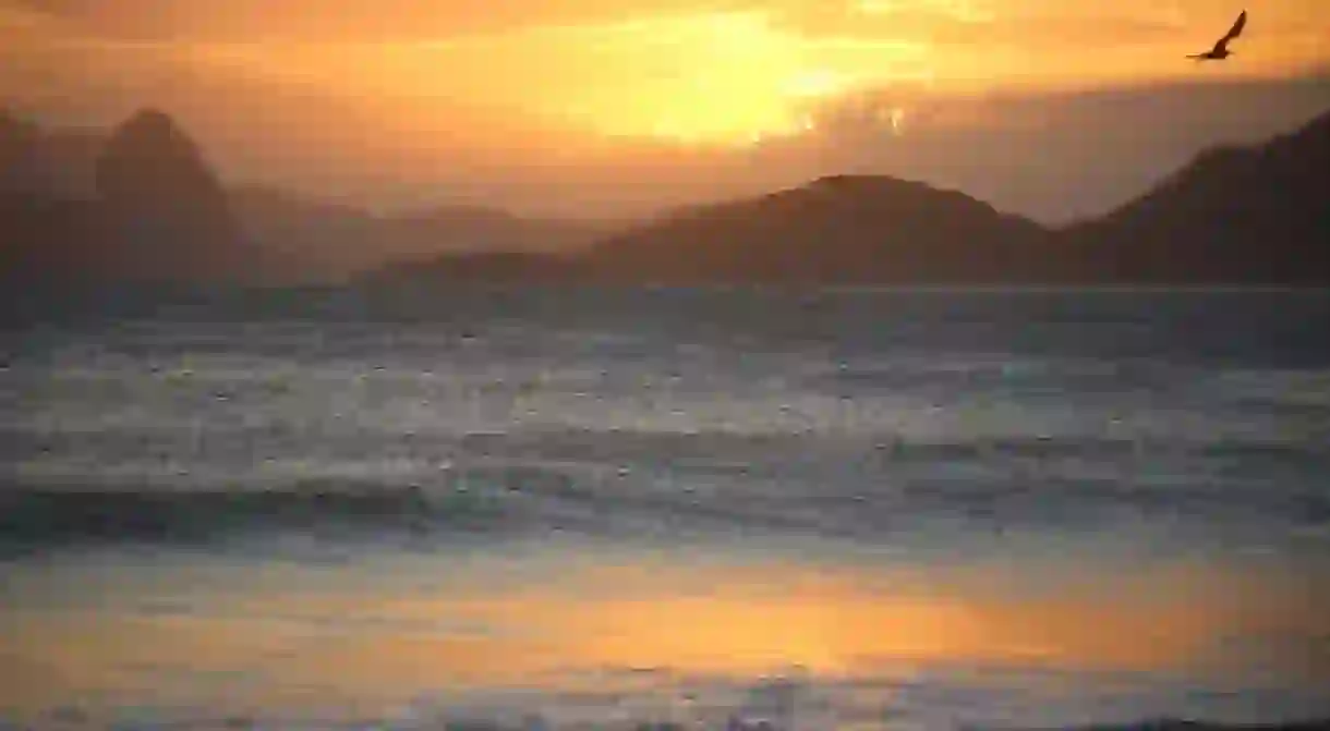 Niteroi sunset at itaipu beach in Rio de Janeiro Brazil. Beautiful.