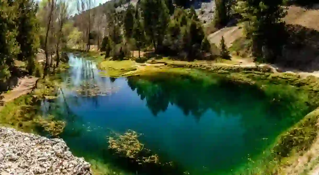 Birth of river Abion in Soria. The Fuentona, Spain.